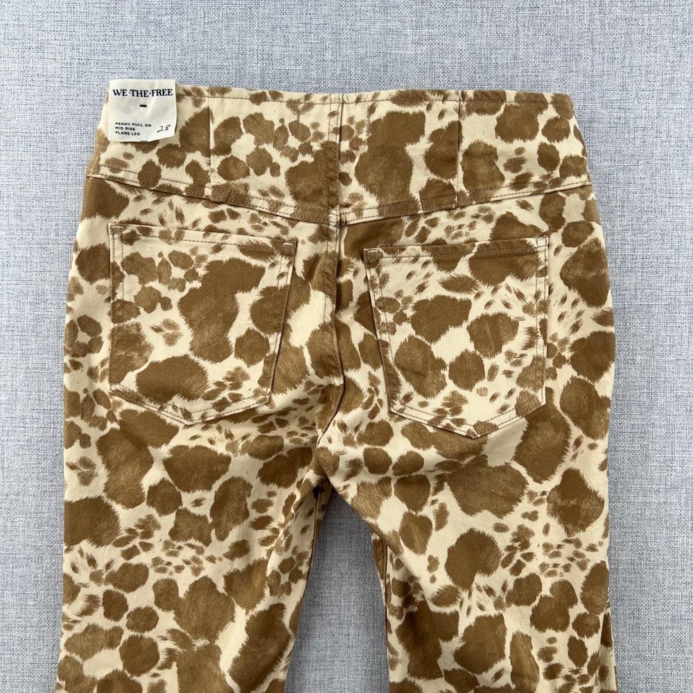 NEW Free People We The Free Penny Pull-On Printed Flare Jeans Size 28 Animal Mid - Picture 10 of 14